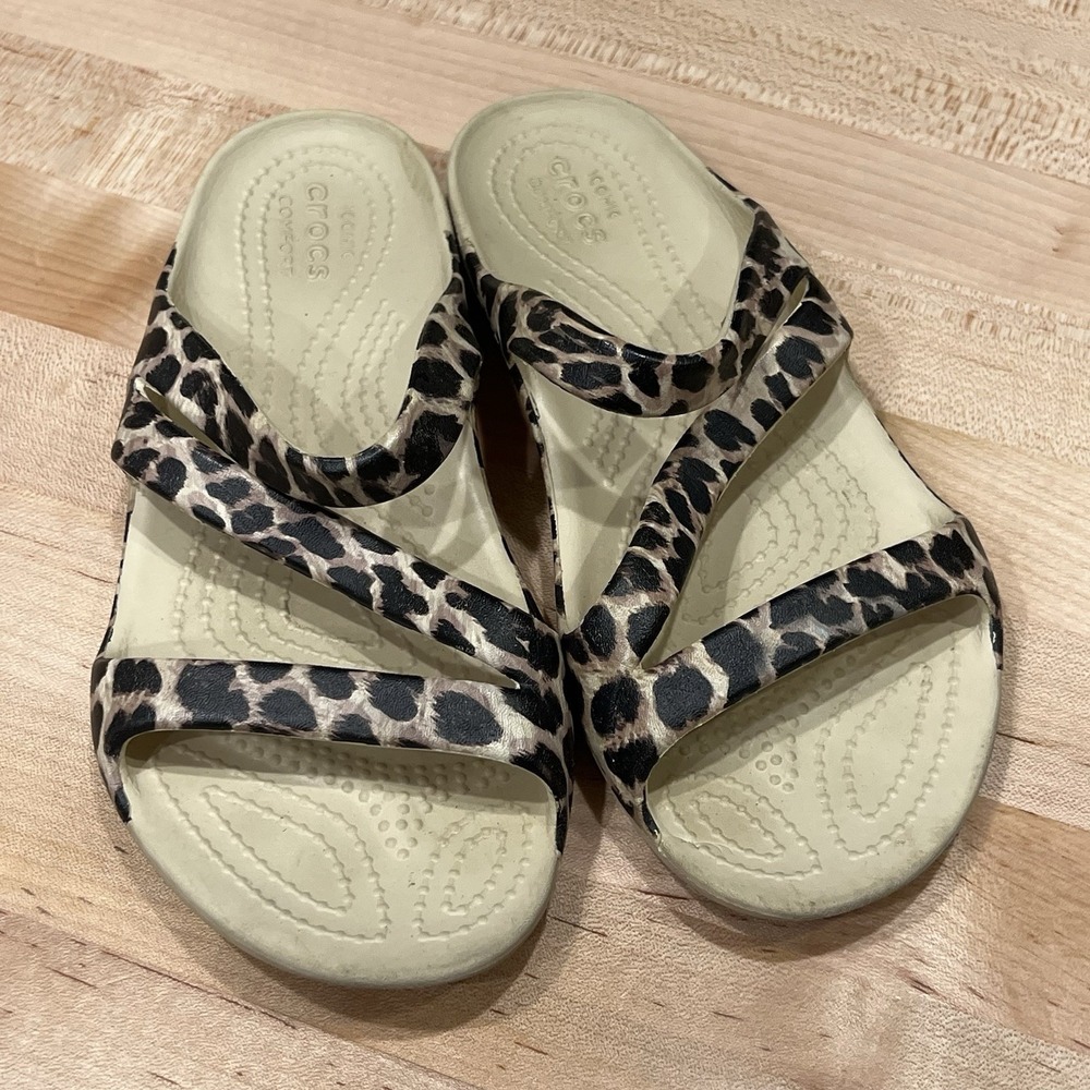 Crocs Kadee II Leopard Print Women's Sandals, Size 5, Slip-On
